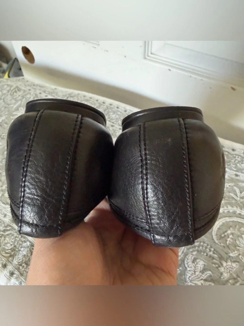 Frye Black Leather Ballet Flats Shoes 37 - Picture 8 of 12